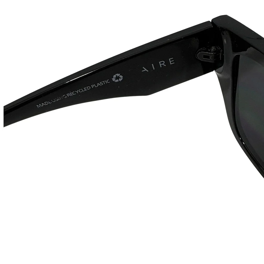 Aire Pallas Sunglasses Black Square Frame Recycled Plastic UV Protection